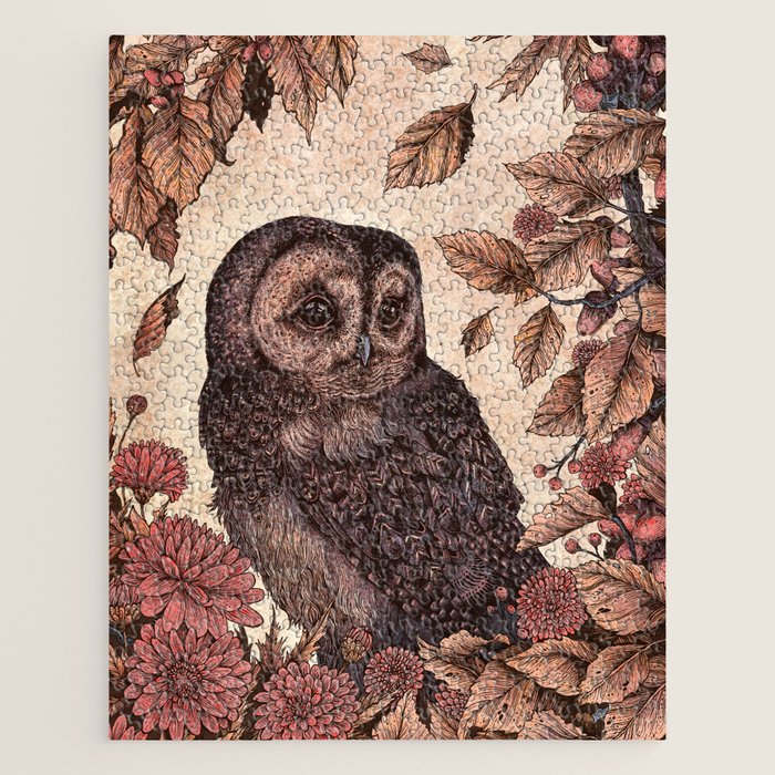 Tawny Owl Pink Jigsaw Puzzle Gallery Image 1