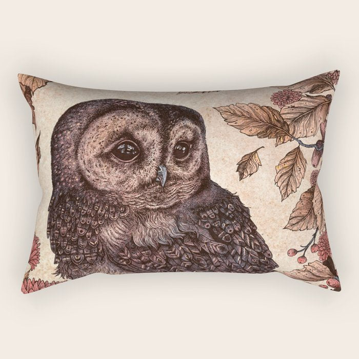 Tawny Owl Pink Rectangular Pillow Gallery Image 2