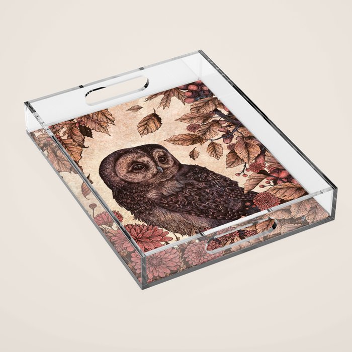 Tawny Owl Pink Acrylic Tray Gallery Image 1