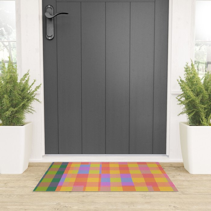 Rainbow criss-cross Welcome Mat Gallery Image 3
