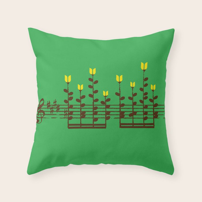 Music notes garden Throw Pillow Gallery Image 1