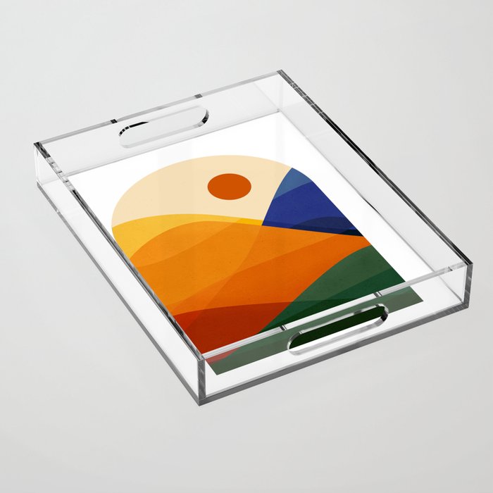Retro Mountain Sunset Acrylic Tray Gallery Image 1