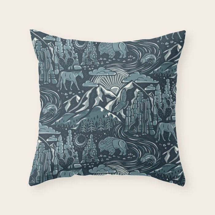 Wild West - Blue Throw Pillow Gallery Image 6