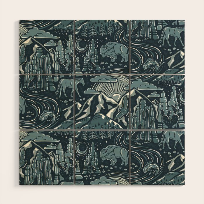 Wild West - Blue Wood Wall Art Gallery Image 1