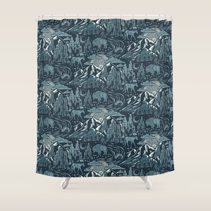 Wild West - Blue Shower Curtain Gallery Image 1