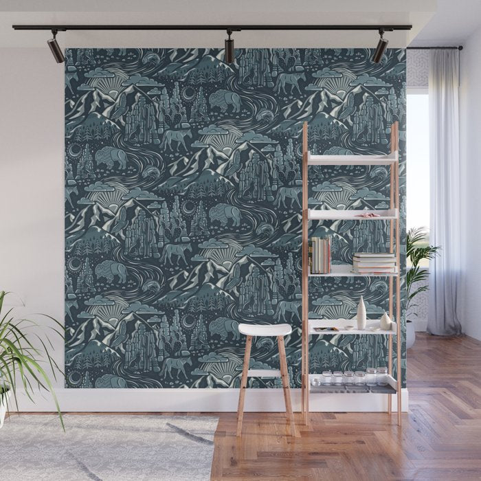 Wild West - Blue Wall Mural Gallery Image 1