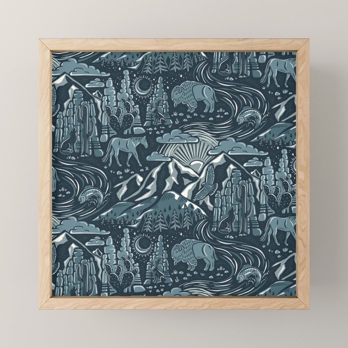 Wild West - Blue Mini Art Print Gallery Image 1