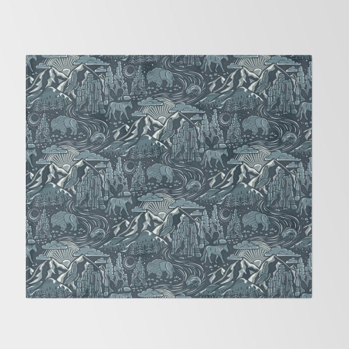 Wild West - Blue Throw Blanket Gallery Image 2