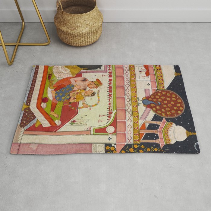 Vibhasa-Ragini Antique Indian Miniature Painted Illustration Rug Gallery Image 1