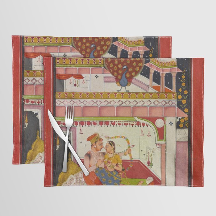 Vibhasa-Ragini Antique Indian Miniature Painted Illustration Placemat Gallery Image 1