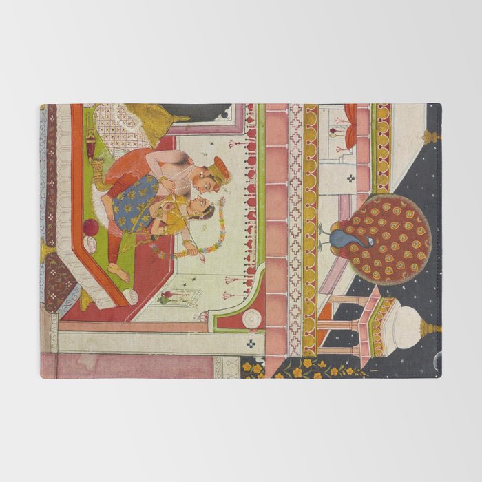 Vibhasa-Ragini Antique Indian Miniature Painted Illustration Rug Gallery Image 2
