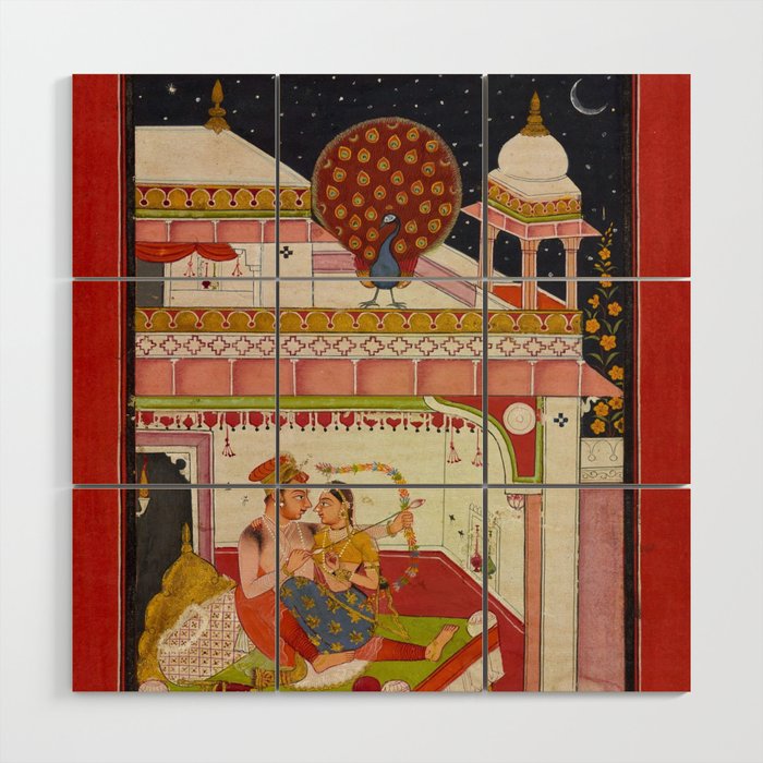 Vibhasa-Ragini Antique Indian Miniature Painted Illustration Wood Wall Art Gallery Image 1