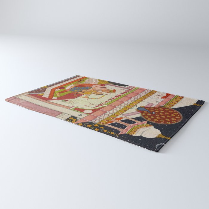 Vibhasa-Ragini Antique Indian Miniature Painted Illustration Rug Gallery Image 3