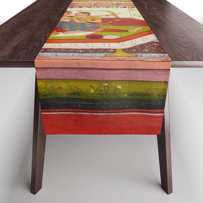 Vibhasa-Ragini Antique Indian Miniature Painted Illustration Table Runner Gallery Image 1