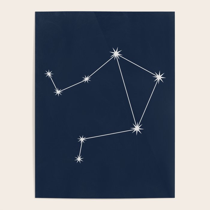 Libra Zodiac Star Constellation Line Art Dark Blue Poster Gallery Image 4