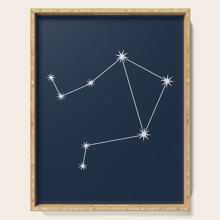 Libra Zodiac Star Constellation Line Art Dark Blue Serving Tray Gallery Image 1