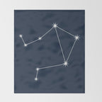 Libra Zodiac Star Constellation Line Art Dark Blue Throw Blanket Gallery Image 2