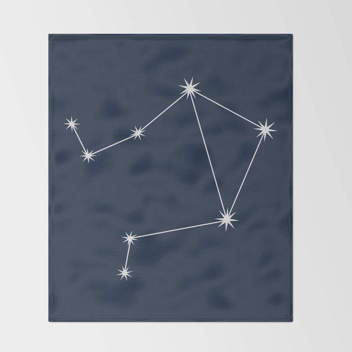 Libra Zodiac Star Constellation Line Art Dark Blue Throw Blanket Gallery Image 2