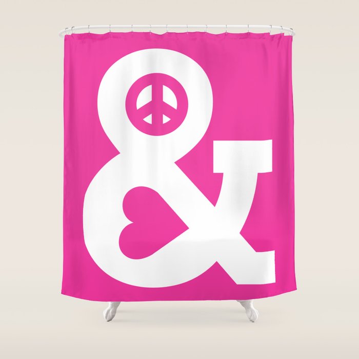 Peace and Love (pink edition) Shower Curtain Gallery Image 1