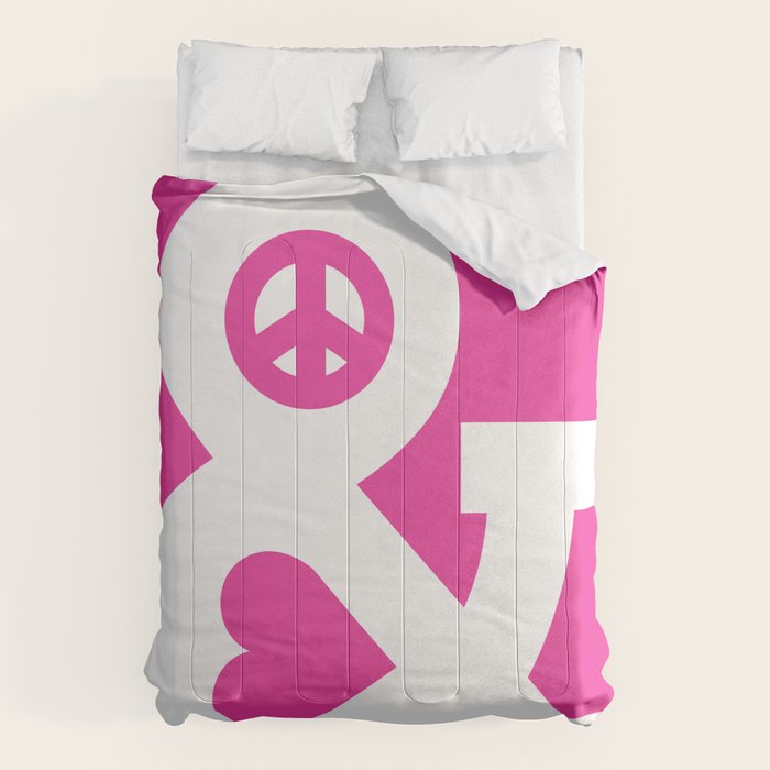 Peace and Love (pink edition) Comforter Gallery Image 1