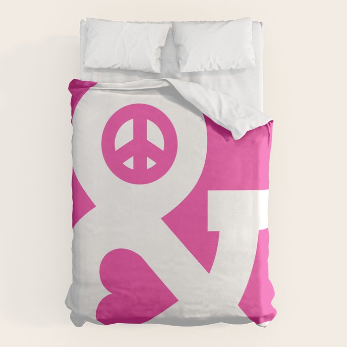 Peace and Love (pink edition) Duvet Cover Gallery Image 6