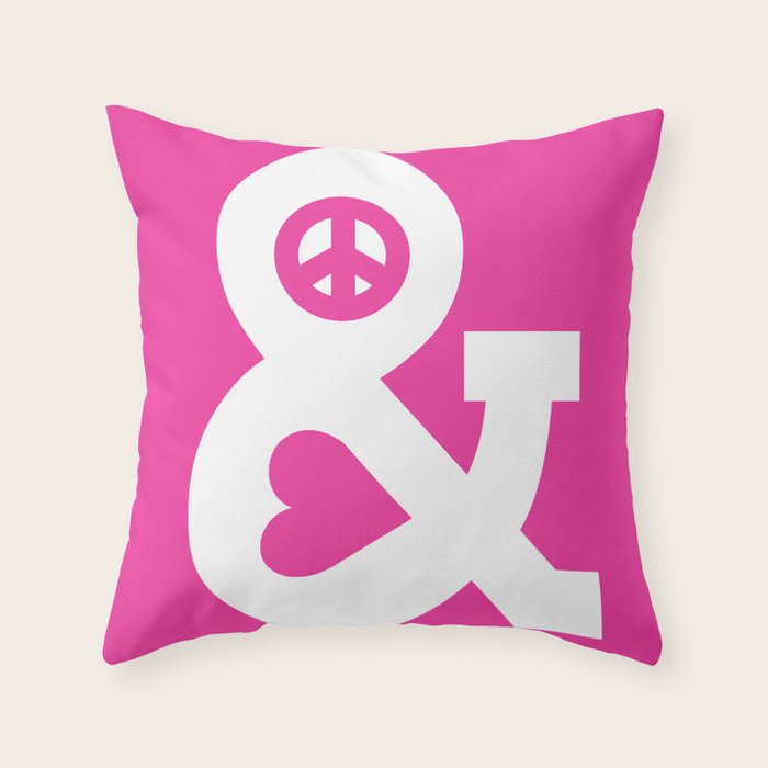 Peace and Love (pink edition) Throw Pillow Gallery Image 1