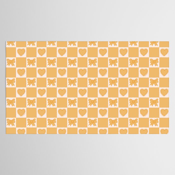 Gold Bow Checkered Print Tablecloth Gallery Image 2