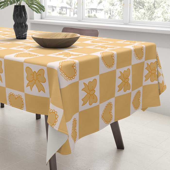 Gold Bow Checkered Print Tablecloth Gallery Image 3