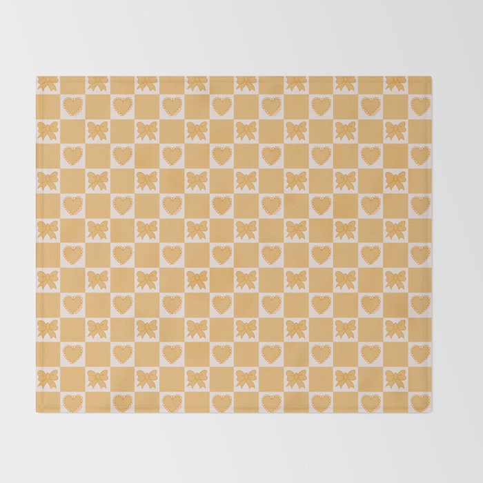 Gold Bow Checkered Print Throw Blanket Gallery Image 2