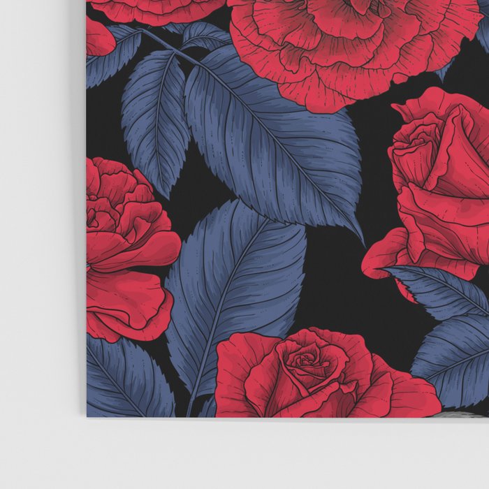 Ravens and red roses with blue leaves Poster Gallery Image 3