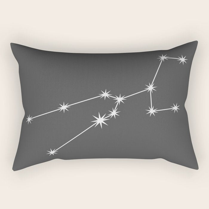 Taurus Zodiac Star Constellation Line Art Grey Rectangular Pillow Gallery Image 2
