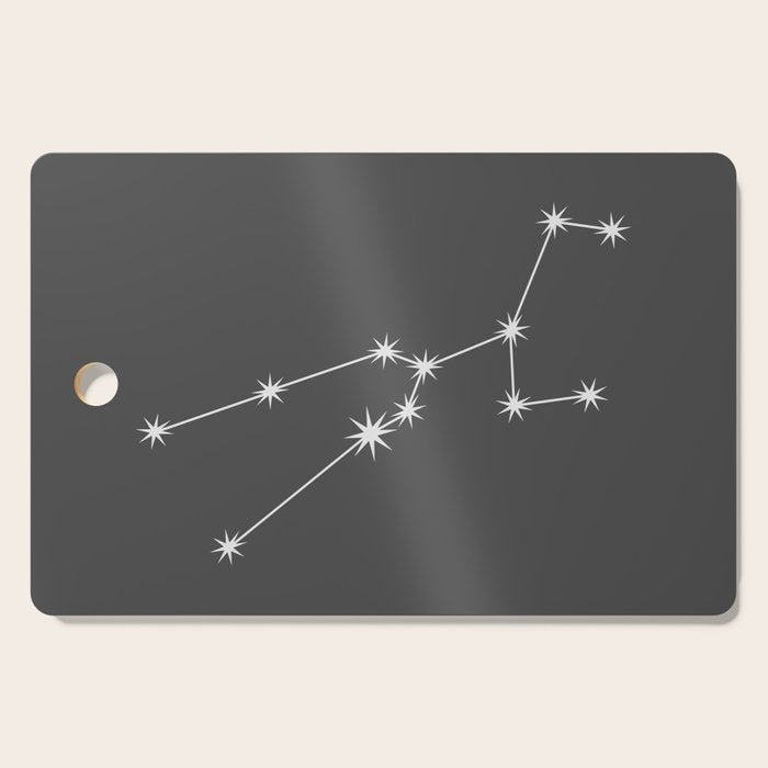 Taurus Zodiac Star Constellation Line Art Grey Cutting Board Gallery Image 1