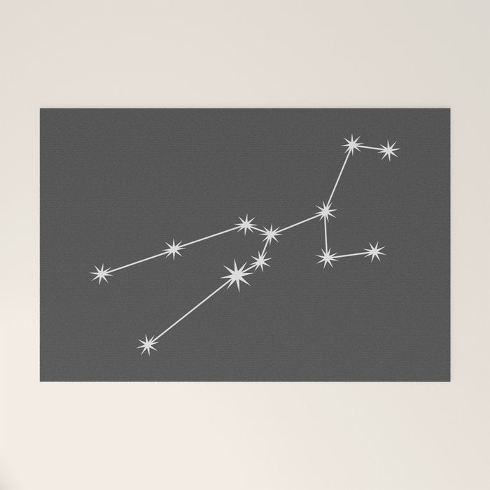 Taurus Zodiac Star Constellation Line Art Grey Welcome Mat Gallery Image 1