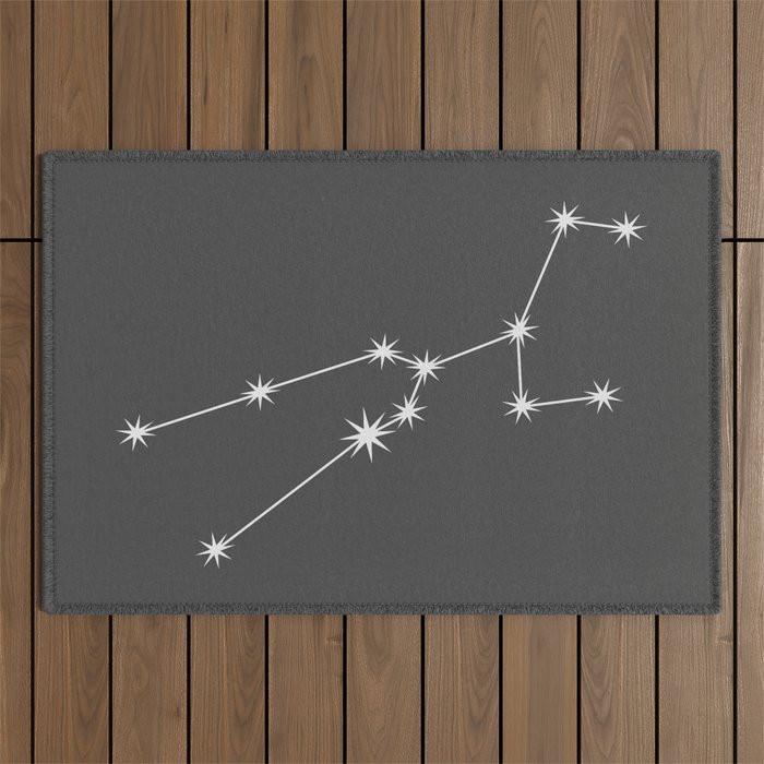 Taurus Zodiac Star Constellation Line Art Grey Outdoor Rug Gallery Image 1