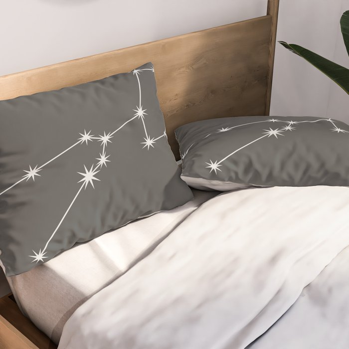 Taurus Zodiac Star Constellation Line Art Grey Pillow Sham Gallery Image 2