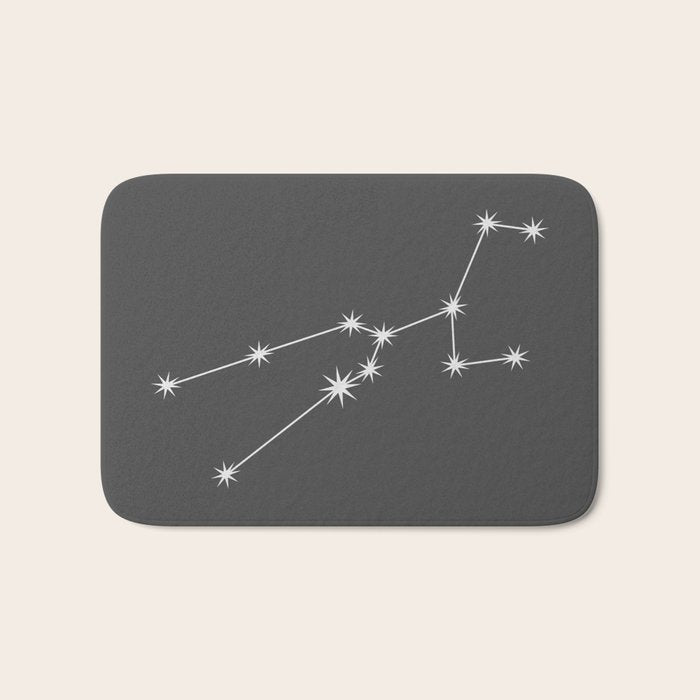 Taurus Zodiac Star Constellation Line Art Grey Bath Mat Gallery Image 1