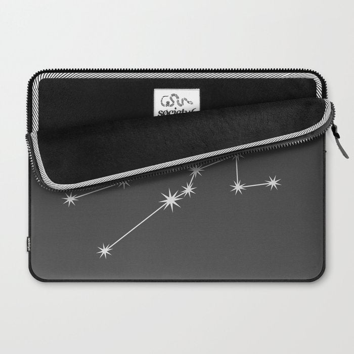 Taurus Zodiac Star Constellation Line Art Grey Laptop Sleeve Gallery Image 2