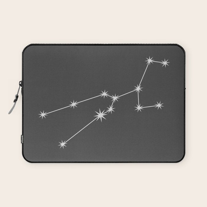 Taurus Zodiac Star Constellation Line Art Grey Laptop Sleeve Gallery Image 1
