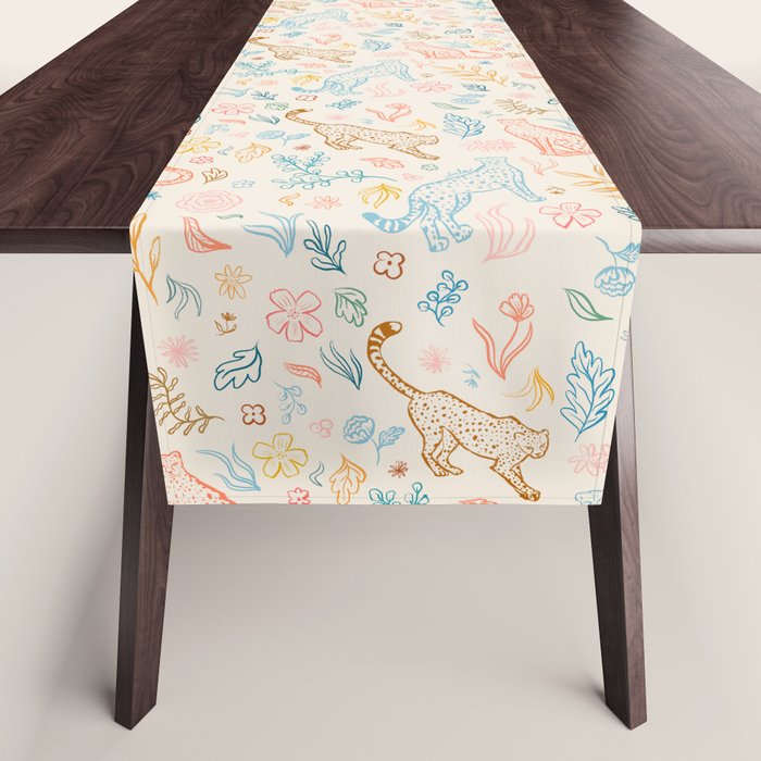 Rainbow Cheetahs and plants Table Runner Gallery Image 1