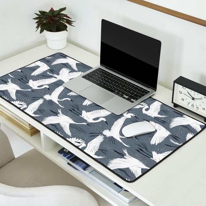 Soaring Wings - Steel Blue Grey Desk Mat Gallery Image 2