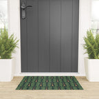 Green and Navy Botanical Scalloped Art Deco Pattern Welcome Mat Gallery Image 3