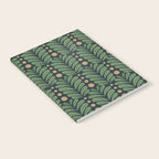 Green and Navy Botanical Scalloped Art Deco Pattern Notebook Gallery Image 2