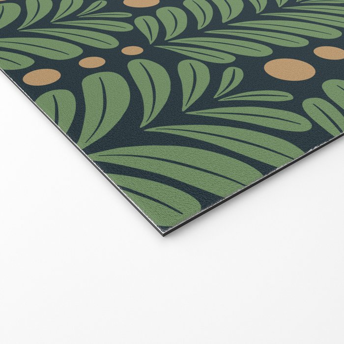 Green and Navy Botanical Scalloped Art Deco Pattern Welcome Mat Gallery Image 2