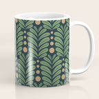 Green and Navy Botanical Scalloped Art Deco Pattern Coffee Mug Gallery Image 1