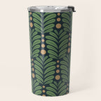 Green and Navy Botanical Scalloped Art Deco Pattern Travel Mug Gallery Image 2