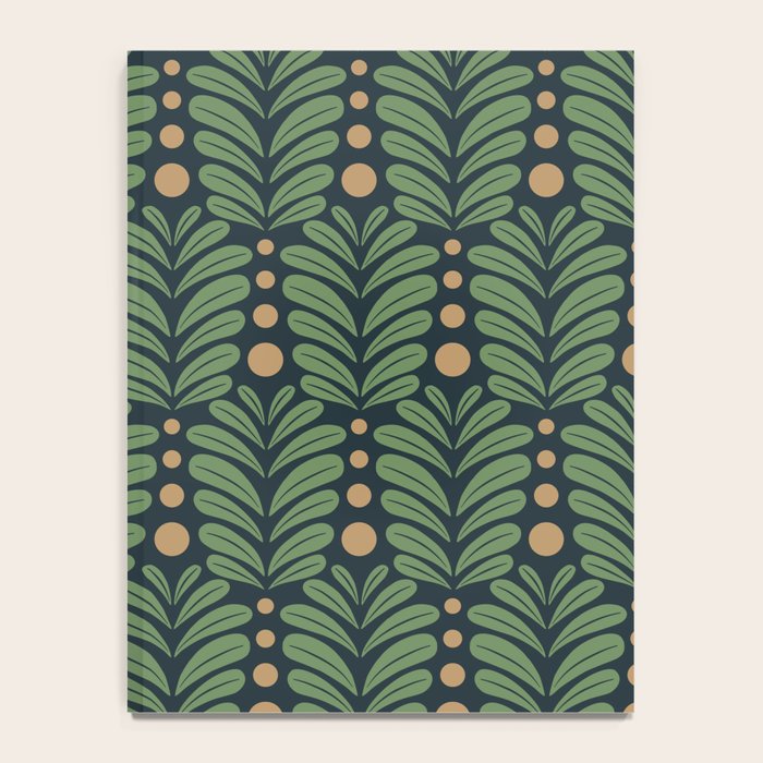 Green and Navy Botanical Scalloped Art Deco Pattern Notebook Gallery Image 4