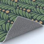 Green and Navy Botanical Scalloped Art Deco Pattern Rug Gallery Image 4