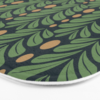 Green and Navy Botanical Scalloped Art Deco Pattern Bath Mat Gallery Image 3