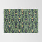 Green and Navy Botanical Scalloped Art Deco Pattern Rug Gallery Image 2