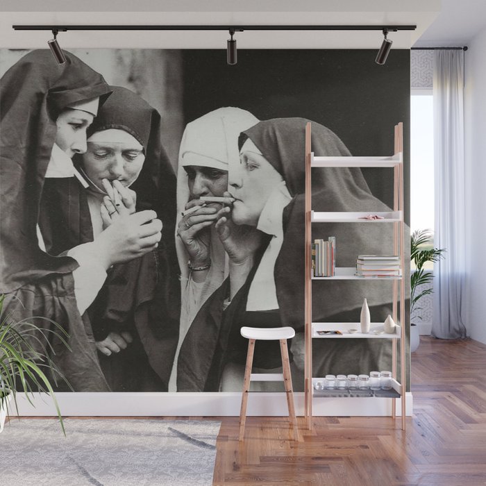 Nuns Smoking Wall Mural Gallery Image 1